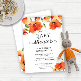Elegant Golden Poppy Baby Shower Inbjudningar