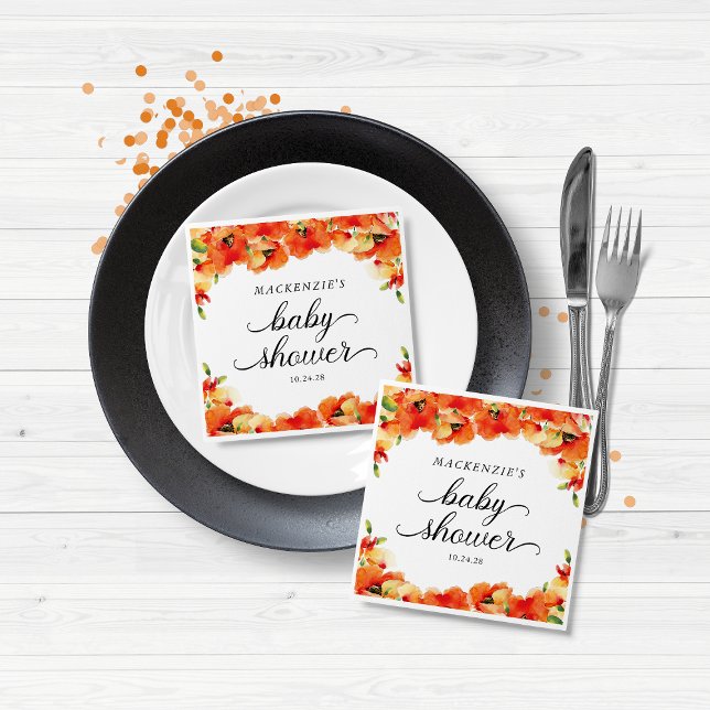 Elegant Golden Poppy Baby Shower Pappersservett (Elegant Golden Poppy Baby Shower Napkins)