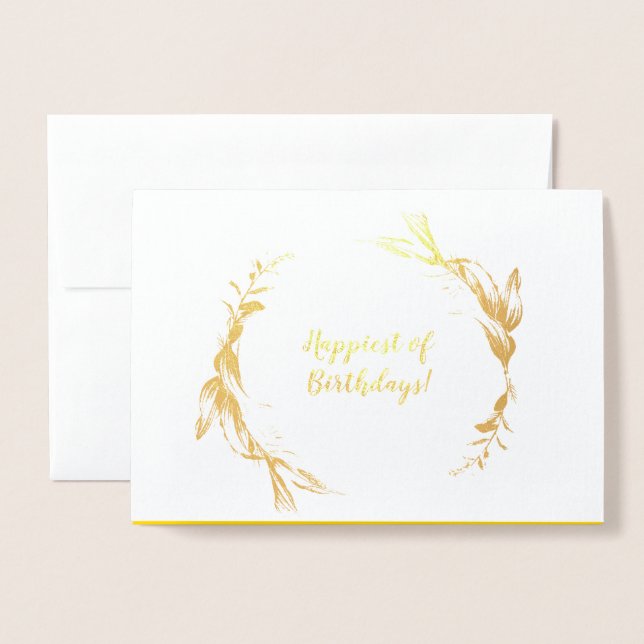 Elegant Golden Push Script Birthday Önskemål Card Folierat Kort (Framsida med kuvert)