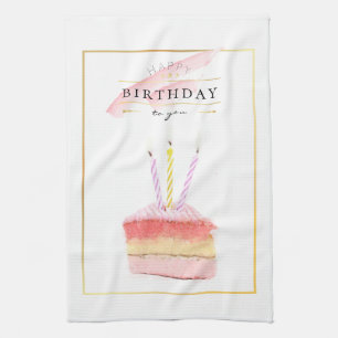 Elegant Golden Ram Birthday Cake Segment Kökshandduk
