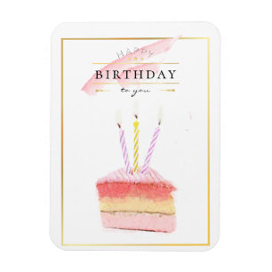 Elegant Golden Ram Birthday Cake Slice Magnet