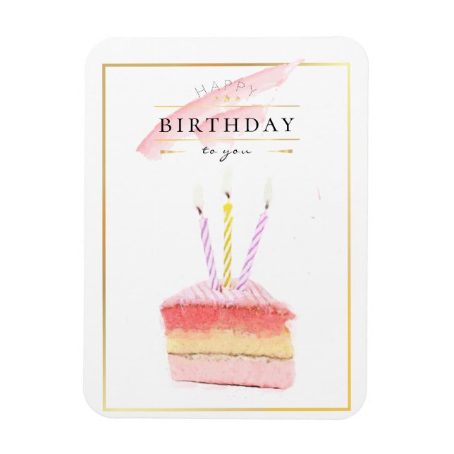 Elegant Golden Ram Birthday Cake Slice Magnet (Vertikal)
