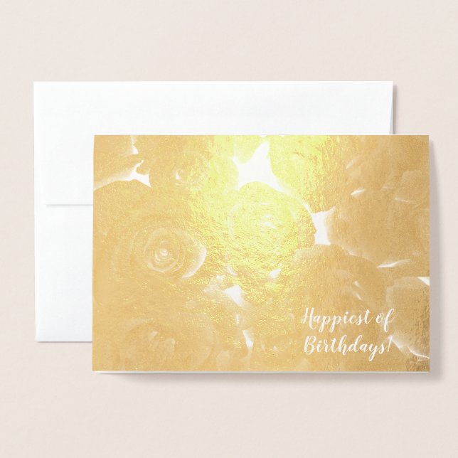 Elegant Golden Ro Birthday Önskemål Card Folierat Kort (Framsida med kuvert)