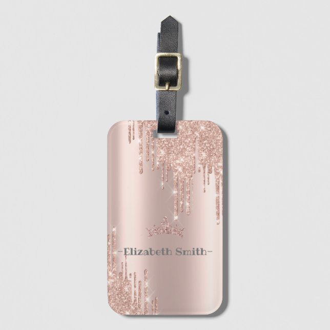 Elegant Golden ro glitter, royal Bagagebricka (Framsida vertikal)