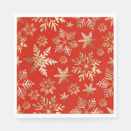 Elegant Golden Snöflingor Lava Red jul Pappersservett