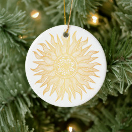 Elegant Golden Sol Mandala Julgransprydnad Keramik