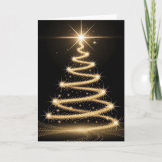 Elegant Golden Sparkle Christmas Tree Kort