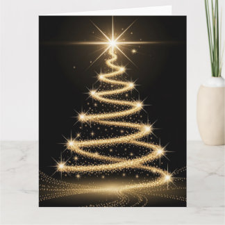Elegant Golden Sparkle Christmas Tree Kort