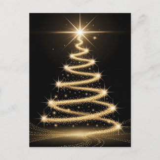 Elegant Golden Sparkle Christmas Tree Vykort