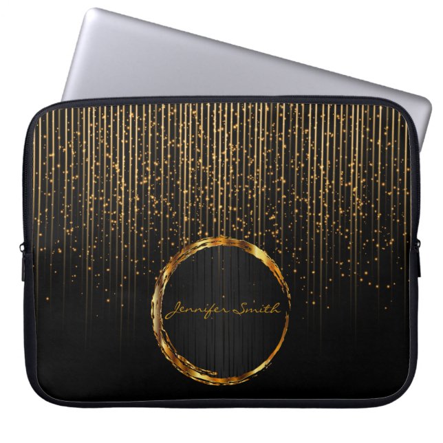 Elegant Golden Star Ljus med DIY Namn Laptop Sleeve (Framsidan)
