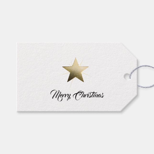 Elegant Golden Star with Delicate Glow Minimalist Presentetikett (Framsidan (Horisontell))