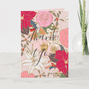 Elegant Golden Strokes Colorful Winter Blommigt Tack Kort