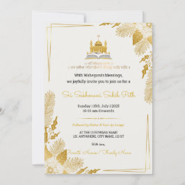 Elegant Golden Sukhmani Sahib Path Invitation Inbjudningar