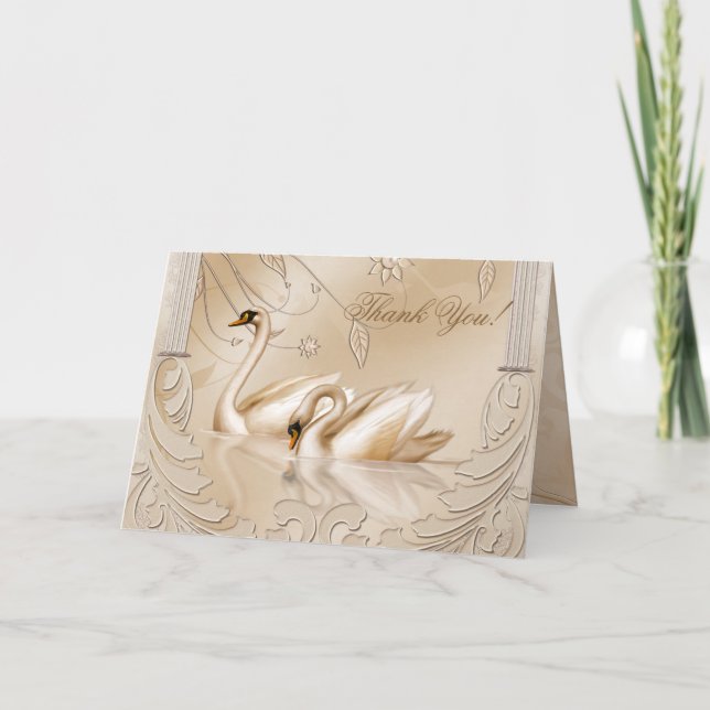 Elegant Golden Svanar Formellt tackkort (Framsida)
