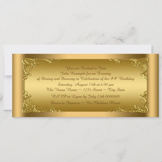 Elegant Golden Ticket Festa Inbjudningar (Framsida)