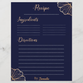 Elegant Golden Tropical anpassningsbar Recipe-mall