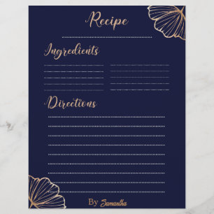 Elegant Golden Tropical anpassningsbar Recipe-mall