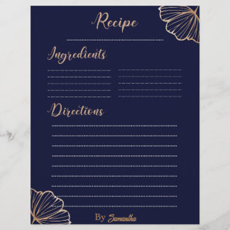 Elegant Golden Tropical anpassningsbar Recipe-mall
