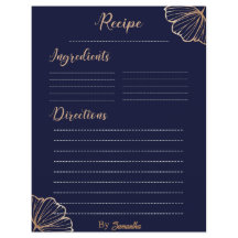 Elegant Golden Tropical anpassningsbar Recipe-mall