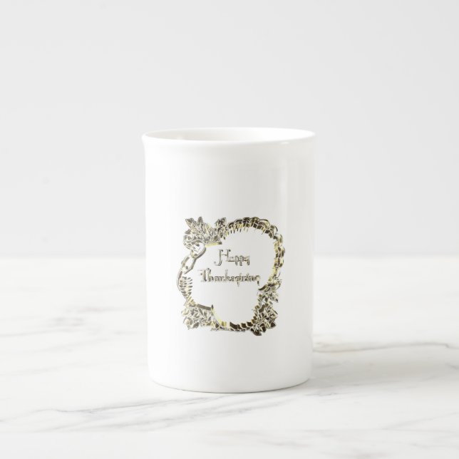 Elegant Golden Turkey Happy thanksgiving Text Benporslin Mugg (Framsidan)
