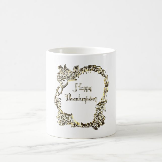 Elegant Golden Turkey Happy thanksgiving Text Kaffemugg (Center)