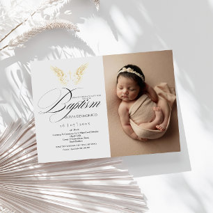 Elegant Golden Typography Kor Baptism Inbjudningar