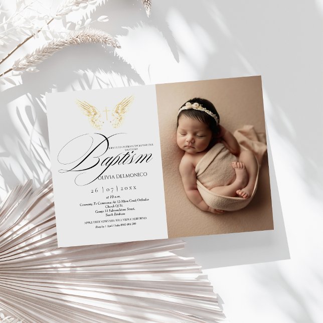 Elegant Golden Typography Kor Baptism Inbjudningar (Skapare uppladdad)