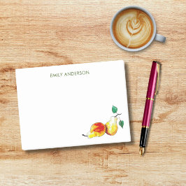Elegant Golden Watercolor Pears Hand-Illustrated Post-it Block