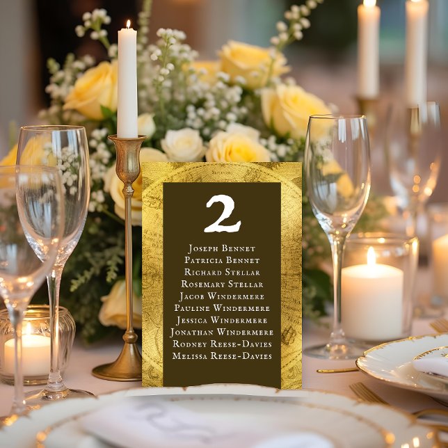 Elegant Golden Wedding Reception Bordsnummer (Elegant Golden Wedding Reception Table Number)