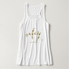 Elegant Golden "wifey"-skript Honeymoon Linne Med Racerback