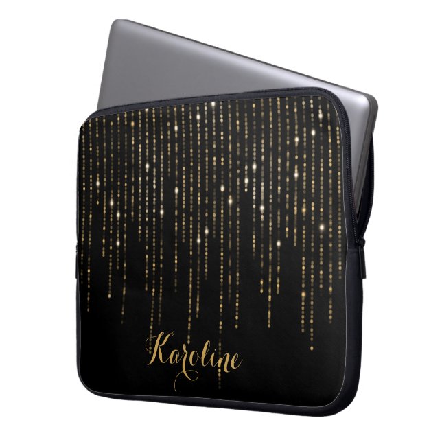 Elegant Golding glitterpersonlig Laptop Sleeve (Framsidan Vänster)