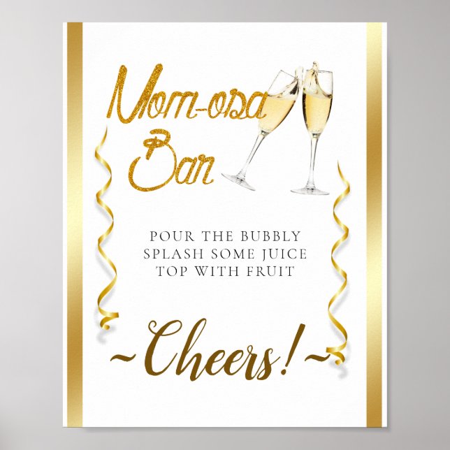 Elegant Goldisch Baby Shower Mimosa Pub Sign Poster (Framsidan)
