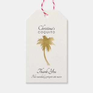 Elegant Goldtone Handflatan Träd Coquito Tack Presentetikett