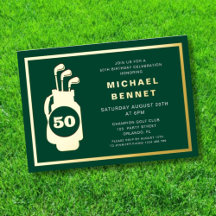 Elegant Golf 50th Birthday Gold