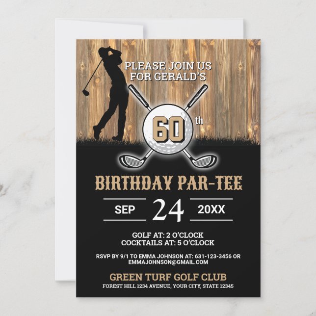 Elegant Golf Birthday Design Inbjudningar (Framsida)