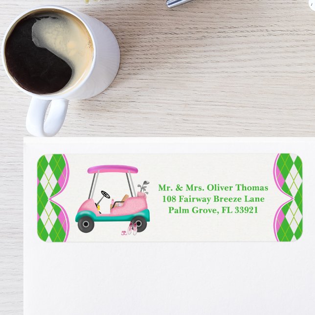 Elegant Golf Cart Ready For Baby Shower  Returadress Etikett (Skapare uppladdad)
