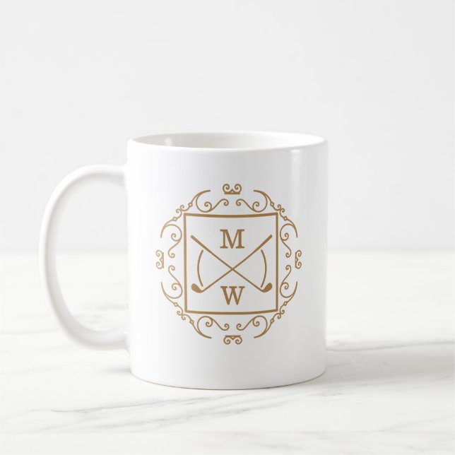 Elegant Golf Clubs Monogram Kaffemugg (Vänster)
