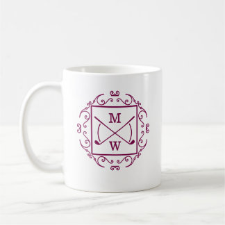 Elegant Golf Clubs Monogram Kaffemugg