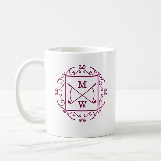Elegant Golf Clubs Monogram Kaffemugg (Vänster)