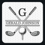Elegant Golf Monogr.. Fyrkantigt Klistermärke<br><div class="desc">Eleganten Golf Monogram Design från Edward Eksi med minimal Anpassningsbar. Enkel modifiering av INITIALER och TEXTS efter dina behov.</div>