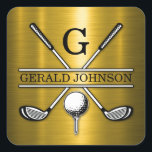 Elegant Golf Monogr.. Fyrkantigt Klistermärke<br><div class="desc">Eleganten Golf Monogram Design från Edward Eksi med minimal Anpassningsbar. Enkel modifiering av INITIALER och TEXTS efter dina behov.</div>