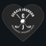 Elegant Golf Monogr.. Hjärtformat Klistermärke<br><div class="desc">Eleganten Golf Monogram Design från Edward Eksi med minimal Anpassningsbar. Enkel modifiering av INITIALER och TEXTS efter dina behov.</div>