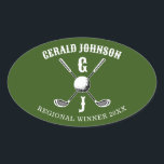 Elegant Golf Monogr.. Ovalt Klistermärke<br><div class="desc">Eleganten Golf Monogram Design från Edward Eksi med minimal Anpassningsbar. Enkel modifiering av INITIALER och TEXTS efter dina behov.</div>