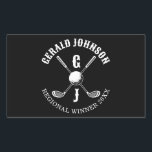 Elegant Golf Monogr.. Rektangulärt Klistermärke<br><div class="desc">Eleganten Golf Monogram Design från Edward Eksi med minimal Anpassningsbar. Enkel modifiering av INITIALER och TEXTS efter dina behov.</div>