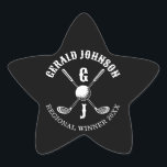 Elegant Golf Monogr.. Stjärnformat Klistermärke<br><div class="desc">Eleganten Golf Monogram Design från Edward Eksi med minimal Anpassningsbar. Enkel modifiering av INITIALER och TEXTS efter dina behov.</div>
