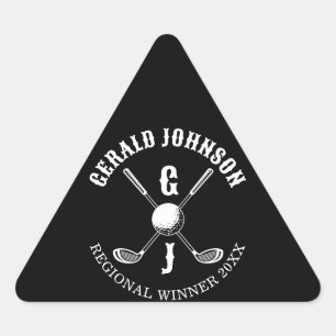 Elegant golf monogr... triangelformat klistermärke