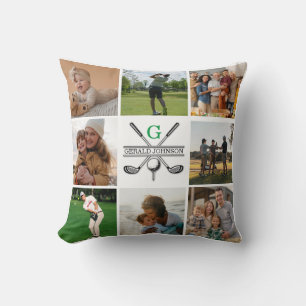 Elegant Golf Monogram Collage Design Kudde
