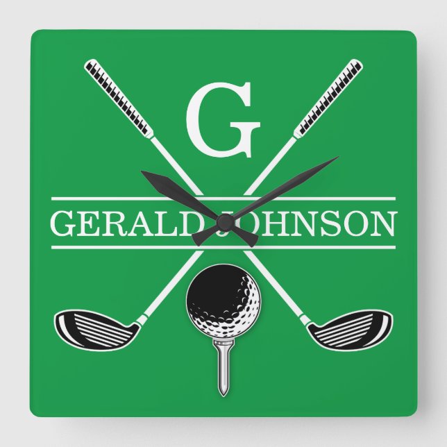 Elegant Golf Monogram Design Fyrkantig Klocka (Framsida)