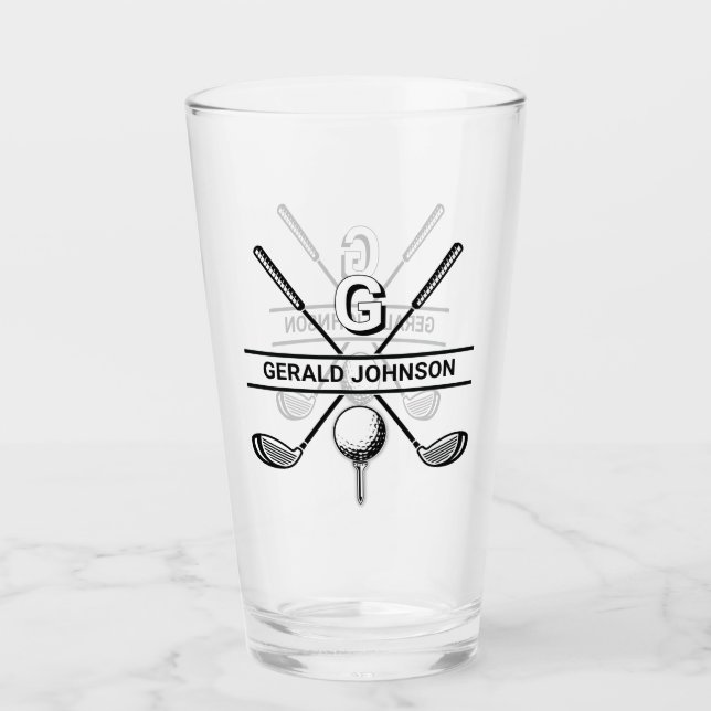 Elegant Golf Monogram Design Glaskopp (Framsida)