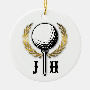 Elegant Golf Monogram Design Julgransprydnad Keramik